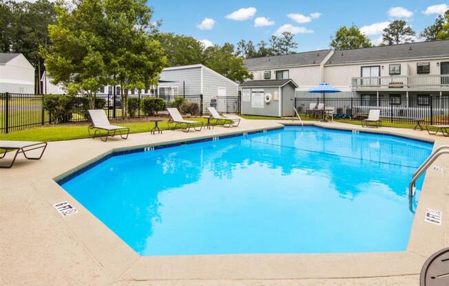 the swimming pool at the apartments for rent