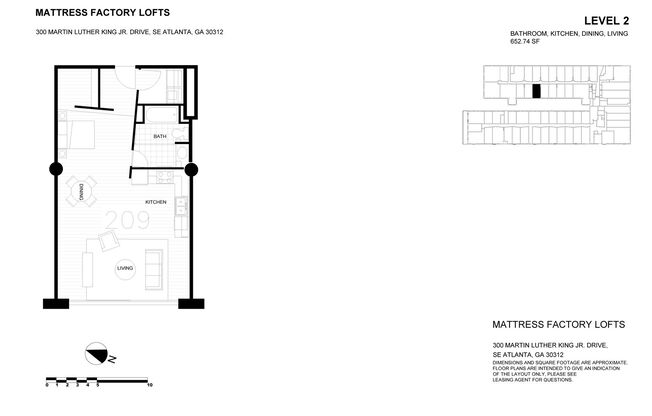 Studio, 1 bath, 490 sqft, $1,395, Unit 209