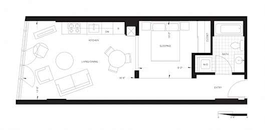 Studio, 1 bath, 564 sqft, $1,559