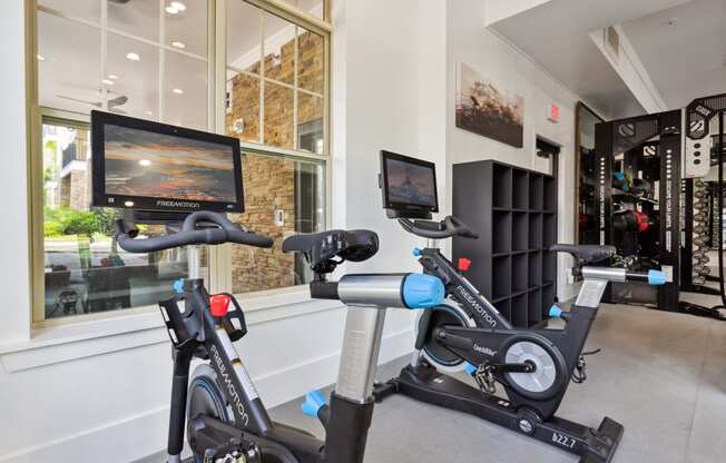 Fitness Center with two bikes and two monitors