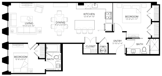 2 beds, 2 baths, 1,027 sqft, $2,255