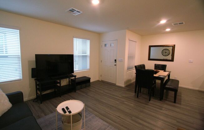 fully furnished 3 bed, 2 1/2 bath, 2 car townhome