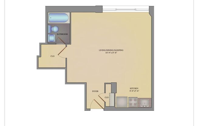 Studio, 1 bath, 500 sqft, $1,025, Unit 811