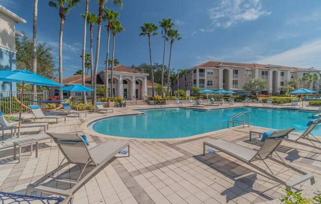 Poolside Relaxing Area at The Boot Ranch Apartments, Florida, 34685