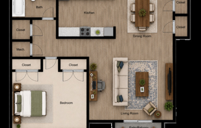 1 bed, 1 bath, 737 sqft, $1,080
