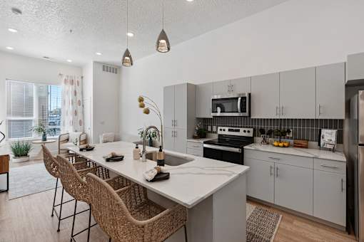 kitchen and dining area at SevenO2 Main Apartments, Salt Lake City, Utah