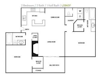 2 beds, 2 baths, 1,096 sqft, $1,280