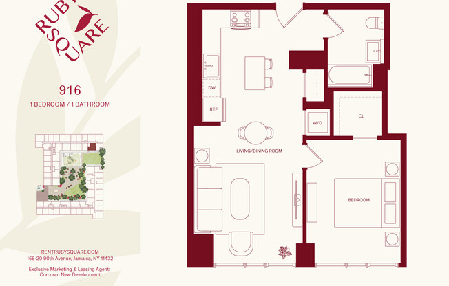 1 bed, 1 bath, $3,025, Unit 1916