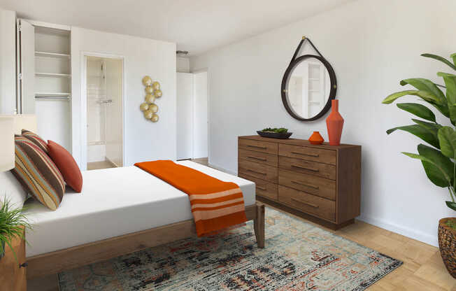 Bedroom with Parquet Flooring
