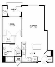 1 bed, 1 bath, 816 sqft, $2,966