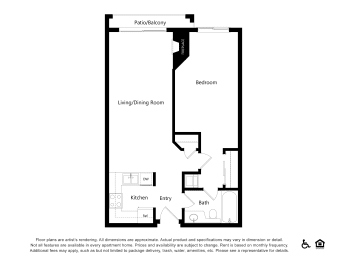 1 bed, 1 bath, 611 sqft, $2,212