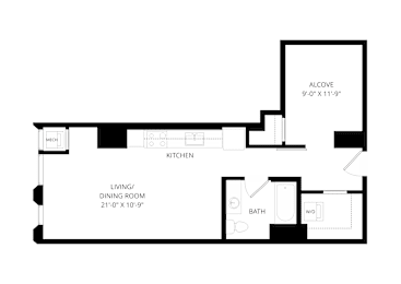 Studio, 1 bath, 579 sqft, $1,525