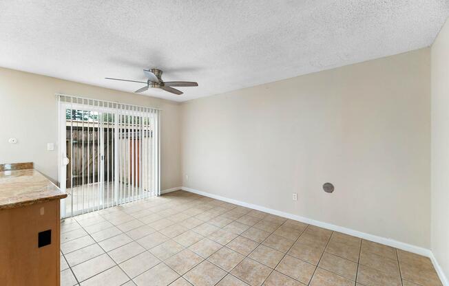a room with a tiled floor