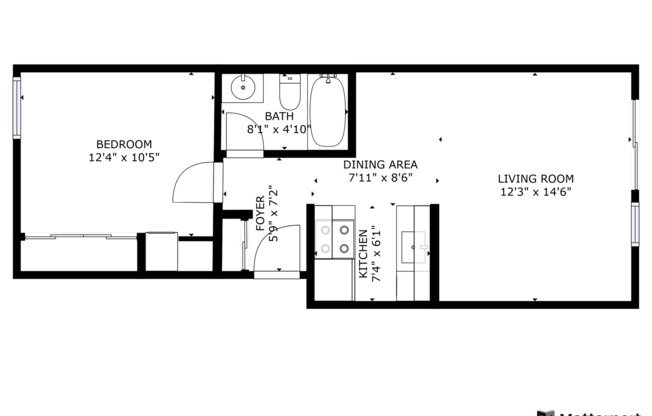 1 bed, 1 bath, 683 sqft, $1,595, Unit 22