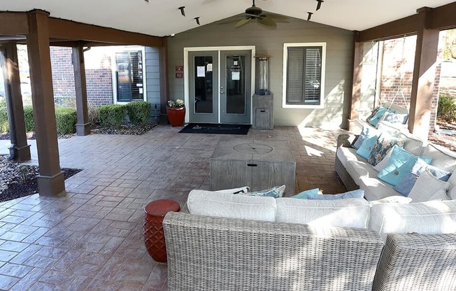 covered lounge area by the clubhouse