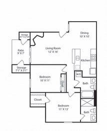 2 beds, 2 baths, $2,637