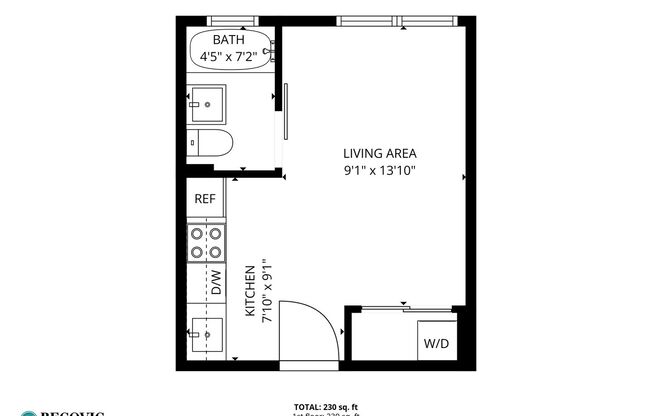 Studio, 1 bath, 205 sqft, $1,415, Unit 107