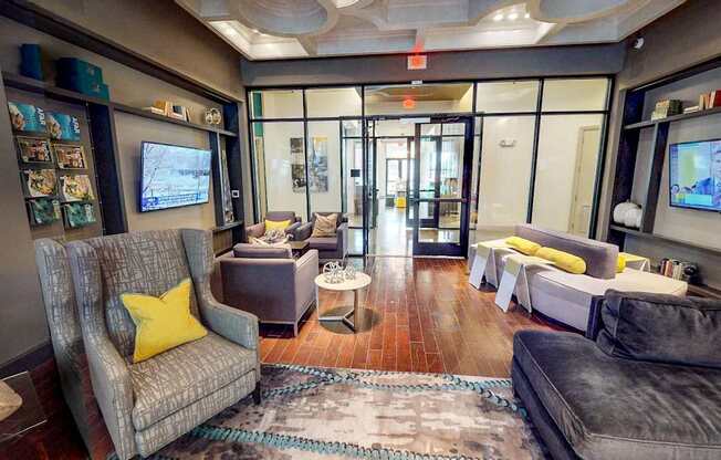 Community Clubhouse With TV at Civic at Frisco Square Apartments, Frisco