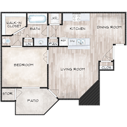 1 bed, 1 bath, 660 sqft, $835