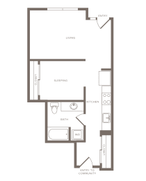 1 bed, 1 bath, 621 sqft, $2,318