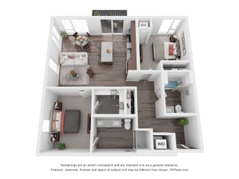 2 beds, 2 baths, 1,093 sqft, $2,500