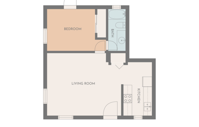 1 bed, 1 bath, 514 sqft, $1,051, Unit 1