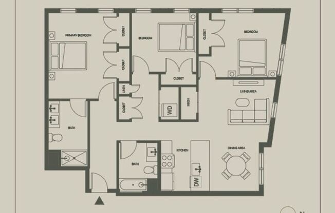 3 beds, 2 baths, 1,066 sqft, $5,400, Unit 408