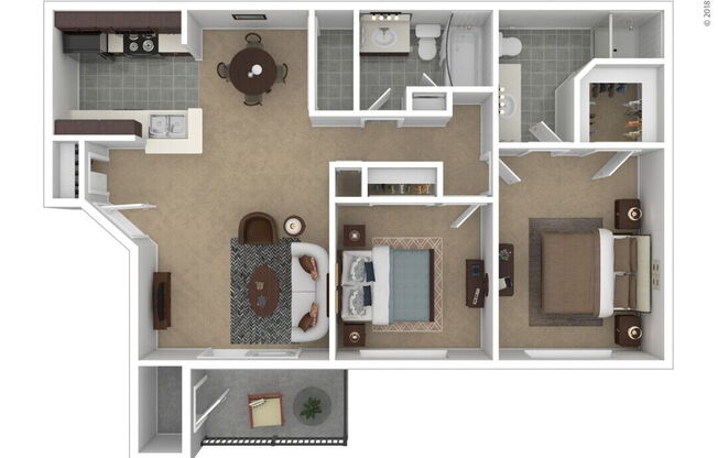 2 beds, 2 baths, 1,002 sqft, $1,989