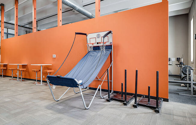 side-by-side basketball net with return slide and netting