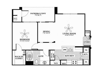 1 bed, 1 bath, 820 sqft, $1,443