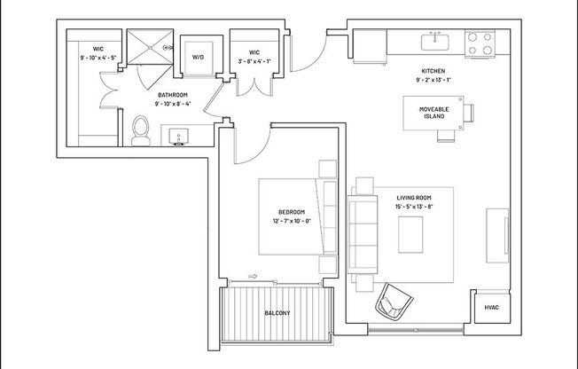 1 bed, 1 bath, 750 sqft, $2,119