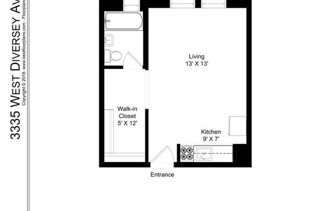 Studio, 1 bath, 404 sqft, $1,295, Unit 209