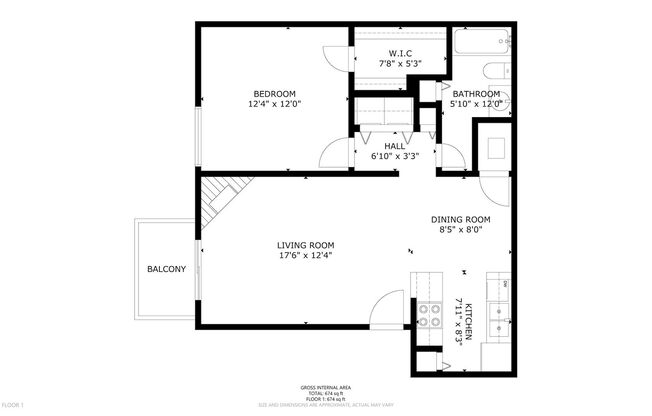 1 bed, 1 bath, $1,500, Unit # 102R