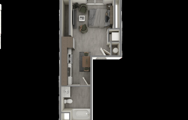 Studio, 1 bath, 408 sqft, $1,650, Unit 214