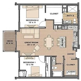 2 beds, 2 baths, 1,052 sqft, $2,010