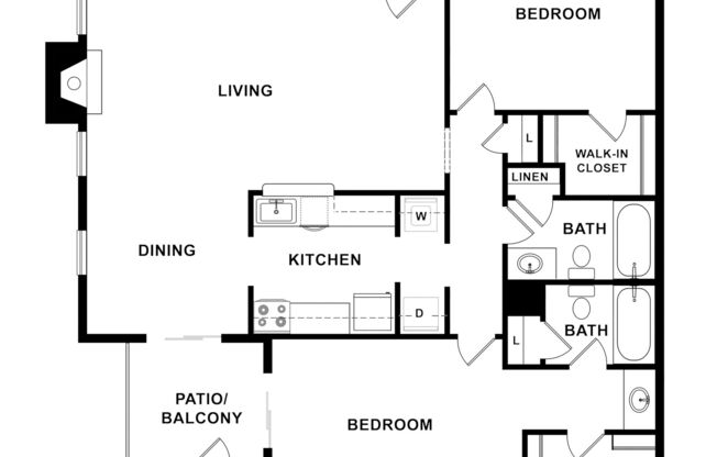 2 beds, 2 baths, 998 sqft, $1,249