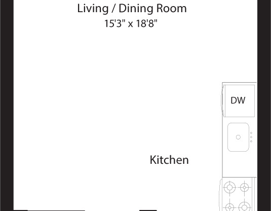 Studio, 1 bath, 491 sqft, $1,800, Unit 226