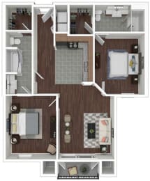 2 beds, 2 baths, 964 sqft, $1,716