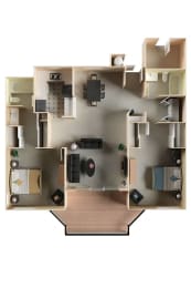 2 beds, 2 baths, 1,077 sqft, $4,445