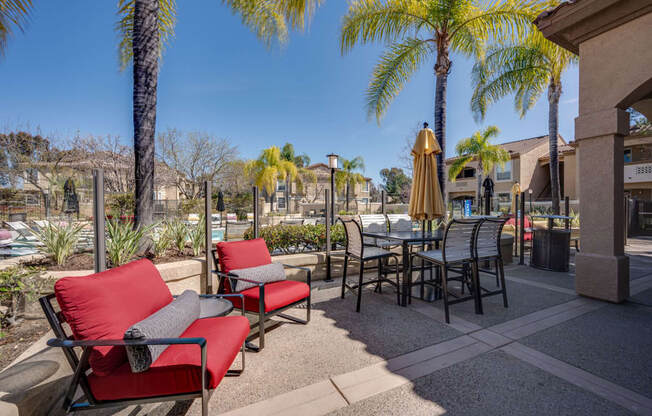 outdoor lounge area  at Solana Ridge, California