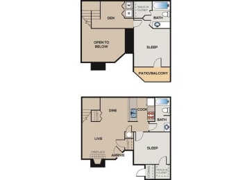 2 beds, 2 baths, 1,100 sqft, $1,298