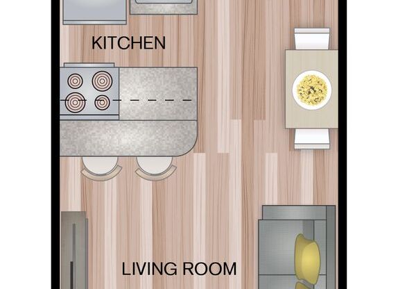 Studio, 1 bath, 495 sqft, $1,152, Unit 19A