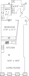 1 bed, 1 bath, 870 sqft, $1,270