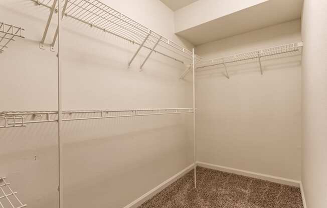 our spacious closets are equipped with a mirrored closet door and shelves at Pheasant Run in Lafayette, IN 47909