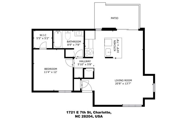 1 bed, 1 bath, 670 sqft, $1,695, Unit 105