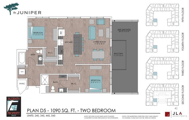 2 beds, 2 baths, 1,090 sqft, $2,280, Unit 245