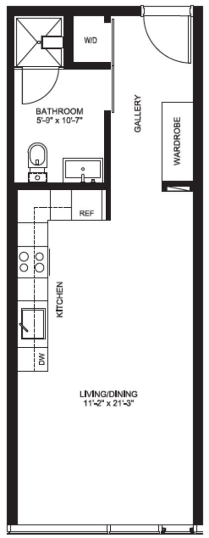 Studio, 1 bath, 393 sqft, $1,302