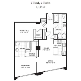 2 beds, 2 baths, 1,145 sqft, $2,858
