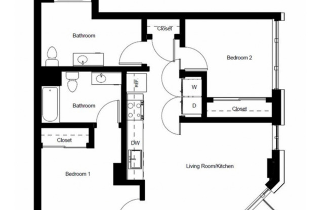 2 beds, 2 baths, 969 sqft, $2,299, Unit 508