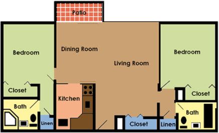 2 beds, 2 baths, 950 sqft, $900